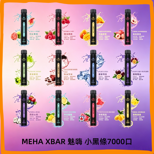 MEHA XBAR 魅嗨 小黑條7000口|多種冰感水果口味,台灣熱賣款拋棄式電子菸